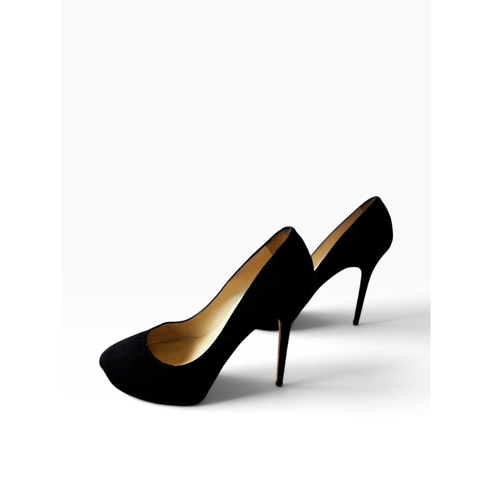 Jimmy Choo Platform Pumps 39.5 Black Suede Stiletto Heels Classic Luxury